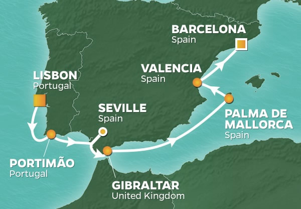 <h2>Sept 2019 Iberian Peninsula Golf Cruise</h2>9 Nights | 5 Rounds | Lisbon to Barcelona | September 5 – 14